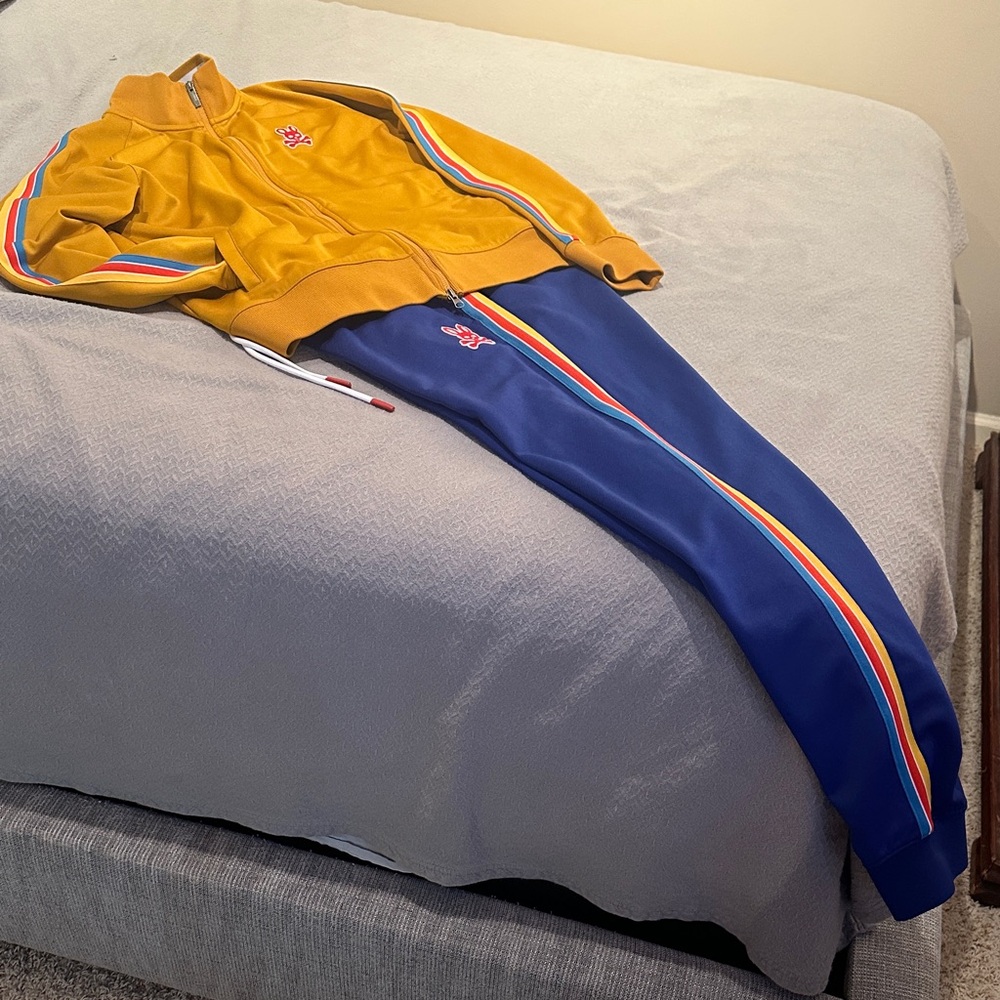 Psycho Bunny Yellow and Blue Performance Tracksuit/Jumpsuit